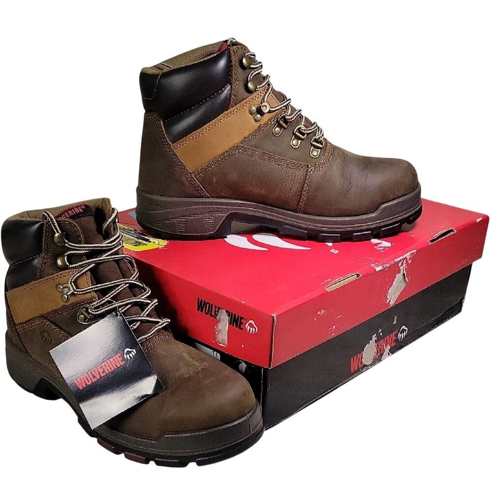 Wolverine Cabor 6" Waterproof Dark Chocolate Leather Work Boot Mens 9.5EW NEW